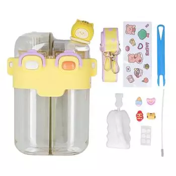 Cute Water Bottle 780ML Dual Use Leakage Proof Kawaii Drink Bottle with Straw Adjustable Strap L(for 6.5-9kg) жёлтый