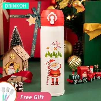 Cute Water Bottle Children Insulated Cup Girl Kawaii Portable Thermal Tumbler Cartoon Vacuum Flasks Christmas Gift 500ml Thermos without sticker красный