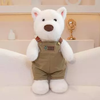 Cute Wearing Overalls West Highland Puppy Toys Scribbled Dog Plush Doll Doll Valentine S Day Gift Pillow 30cm