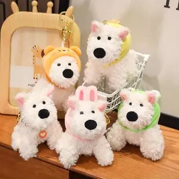 Cute West Highland Dog Plush Pendant Doll Scrawling Puppy Keychain Doll Toy Gift 12cm