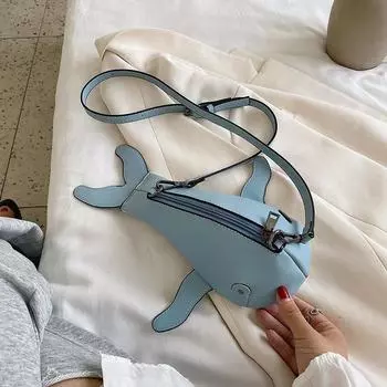 Милая маленькая сумка в виде кита, персонализированная модная сумка через плечо, сумка-мессенджер 2024 года, новая трендовая маленькая сумка чёрный