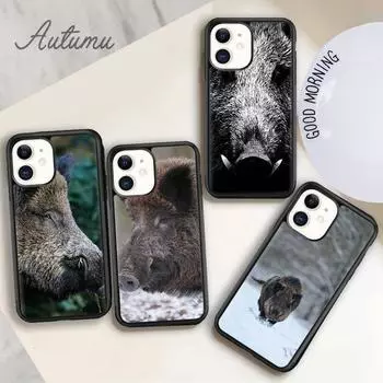 Милый чехол для телефона Wild Boar для iPhone 11 12 13 14 Pro Max mini X XR XS SE 2020 5 6S 7 8 Plus Samsung Galaxy S21 S22 Cover shell iPhone 6plus