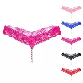 Милые женские стринги G искусственный жемчуг прозрачный