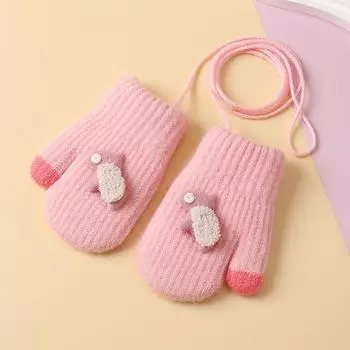 Cute Wool Children s Warm Gloves Plus Velvet Winter Cold Proof Gloves Baby Knitted Neck Gloves
