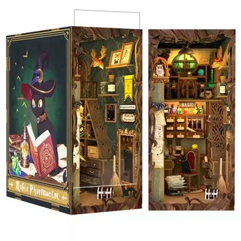CuteBee DIY Booknook Kit Dollhouse Kit Miniature House Kit Booknook Подходит для подростков и взрослых Подарки на день рождения Украшения Коллекция Художественное произведение со светодиодами