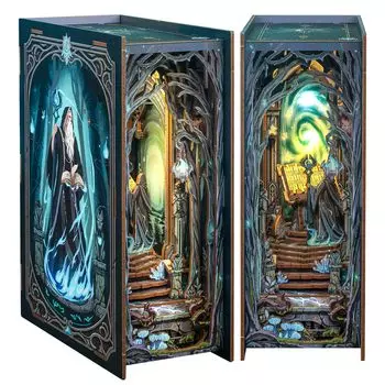 CuteBee DIY Booknook Kit Dollhouse Kit Miniature House Kit Booknook Подходит для подростков и взрослых Подарки на день рождения Украшения Коллекция Художественное произведение со светодиодами