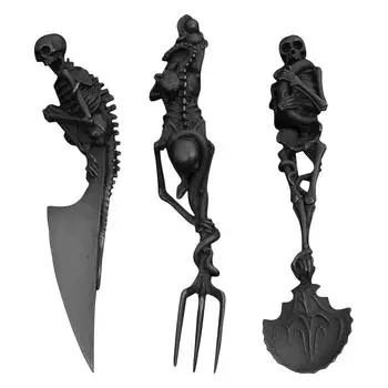 Cutlery Set, Unique Spoon And Fork, Metal Cutlery Set For Halloween Easter Christmas Party One Size чёрный