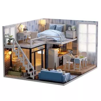 CUTRROOM кукольный домик для начинающих, миниатюрный домик для кукол своими руками, деревянный кукольный домик, набор для мини-дома с мебелью, масштабом, креативным музыкальным чехлом и пылезащитным чехлом