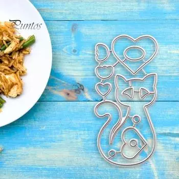 Вырубной штамп с рисунком кошек, сделай сам, углеродистая сталь, бумажный шаблон, форма для скрапбукинга серебряный