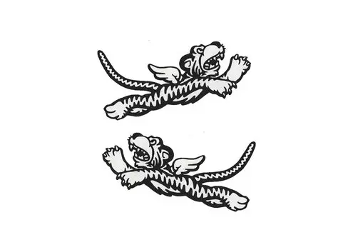 Cutting Stickers FLYING TIGER Left and Right Set Matte Black Tiger Tiger