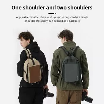 Cwatcun D107 Сумка для фотоаппарата Рюкзак для фотокамеры Водонепроницаемая сумка через плечо для фотоаппарата с боковым карманом серый