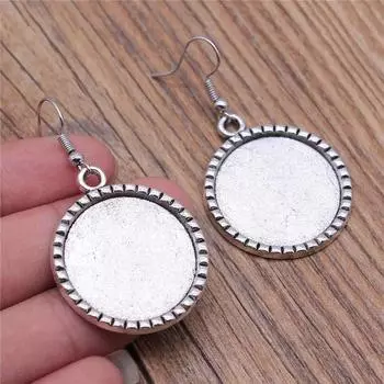 Цвет антикварного серебра, круглый крючок для ушей, стеклянный кабошон, подставка для установки серег, аксессуары, лот, ювелирные изделия, размер 18X19 мм