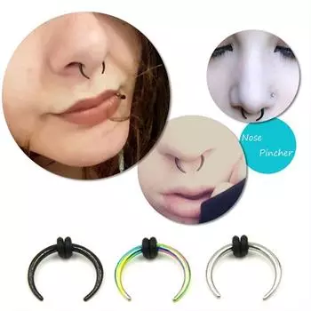 Цвет Черный Цвет с перегородкой Кольца-кольца OX Horn Кольцо в носу Пирсинг кости носа Подкова в носу