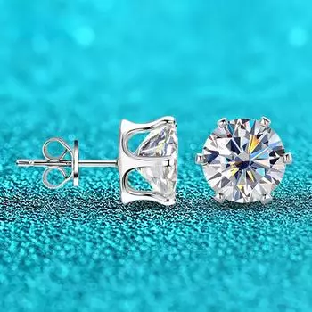 Цвет D 0,1-3CT Сертифицированные Vvs серьги-гвоздики с муассанитом для женщин Классические лабораторные серьги-гвоздики Daismond для невесты и невесты из стерлингового серебра 925 пробы 0.1ct