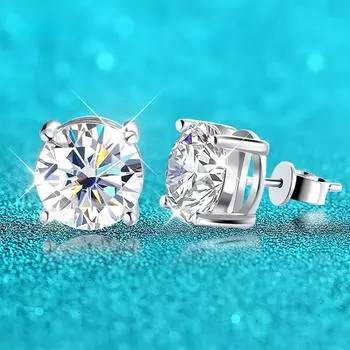 Цвет D 0,5-8CT, 3 цвета, серьги-гвоздики с муассанитом для женщин и мужчин, вечерние украшения для ушей, серьги из стерлингового серебра 925 пробы со сверкающими бриллиантами 0.5ct and 0.5ct