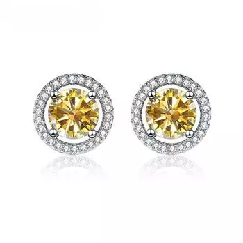 Цвет D 0,5 карата/1 карат, модные элегантные серьги-гвоздики с муассанитом для женщин, круглые обручальные серьги из стерлингового серебра 925 пробы 0.5ctx2