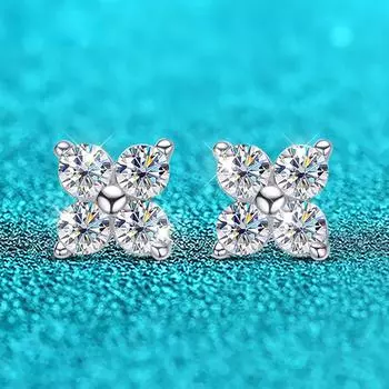 Цвет D 0,8CTTW, серьги-гвоздики с муасснаитом для женщин, 4 камня, классические серьги из стерлингового серебра S925 с GRA, свадебные украшения