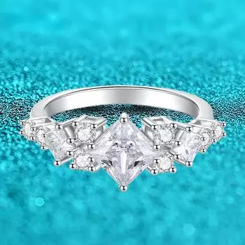 Цвет D 1,2 карата 6*6 мм кольца принцессы с муассанитом для женщин, сверкающие свадебные украшения для невесты, 100% стерлинговое серебро S925, сертификат 5
