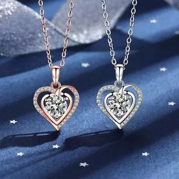 Цвет D, 1 карат, 100% стерлинговое серебро 925 пробы, ожерелье с муассанитом для женщин, отличная огранка, выращенный в лаборатории бриллиант, модный GRA