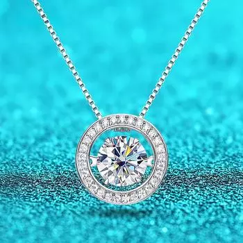 Цвет D, 2 карата, настоящее муассанитовое ожерелье для женщин, цепочка-коробка, винтажный кулон для девочек, 100% стерлинговое серебро S925, платиновые ювелирные изделия 2ct necklace
