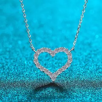 Цвет D, 2 карата, проверенное муассанитовое сердце, ожерелье для женщин, S925, посеребренная платиновая подвеска с имитацией бриллиантов, подарок на день рождения Total 0.3CT