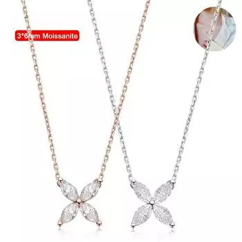 Цвет D, 4 камня, 3*6 мм, 1,2 карата, ожерелье с муассанитом, полное муассанитовое ожерелье для женщин, ювелирные изделия из стерлингового серебра S925