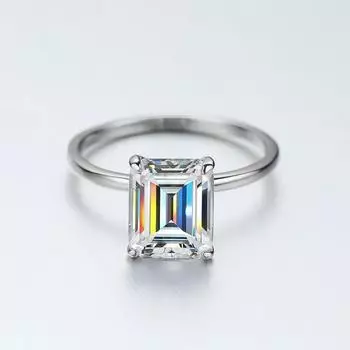 Цвет D 4 карата изумрудное кольцо с муассанитом s925, стерлинговое серебро, белое золото 18 карат, обручальное кольцо, обручальные кольца для женщин 5