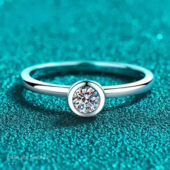 Цвет D VVS1 Кольца с муассанитом, круглые классические модные женские и мужские ювелирные изделия, сертифицированное GRA кольцо из стерлингового серебра 925 пробы с серебряным покрытием, кольцо 18 карат 4