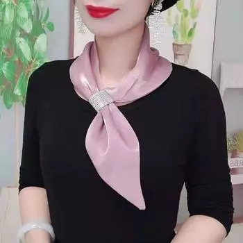 Цвет для женщин для девочек Алмазный атласный накладной воротник шелковый шарф шарфы с крестом шейный платок с крестом серый