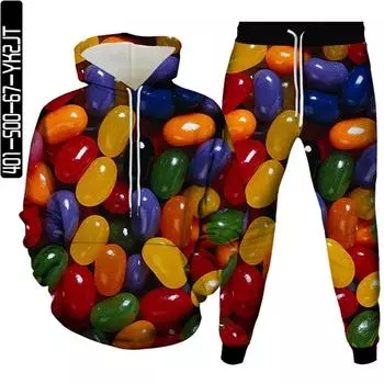 Цвет карамельного шоколада с 3D принтом женские осенние комплекты одежды мужские модные толстовки + брюки 2 шт. костюмы женские повседневные спортивные костюмы S-6XL 5XL