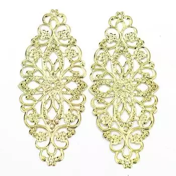 Цвет Медь Бронза Золото Коннектор Цветочный узор Филигранные обертки Сплавные украшения Ремесло Ювелирные изделия DIY Фурнитура 80x35мм 10Pcs