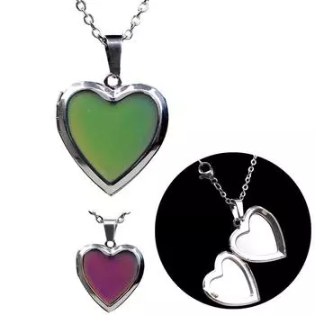 Цвет - меняющее любовь фото коробка ожерелье медное персиковое сердце кулон ожерелье для женщин цепочка из нержавеющей стали ювелирные изделия