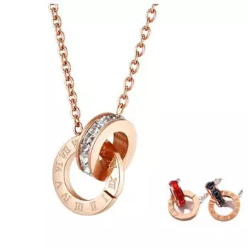 Цвет розового золота, римское двойное кольцо, кулон, ожерелье из нержавеющей стали, женское ожерелье с цепочкой серебряный