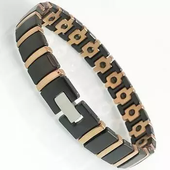 Цвет розового золота, стальной белый/черный керамический браслет-цепочка для мужчин и женщин, биогерманиевый магнитный браслет, женские ювелирные изделия 18CM белый