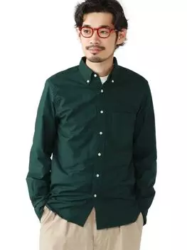 Цвет рубашки Оксфордская рубашка на пуговицах ЗЕЛЕНАЯ S 38110086139 [Beams Plus] L/S Мужская зелёный