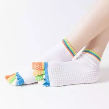 Цвет Скидка Xy Плоский Клей Носки для Йоги с Полным Пальцем Профессиональные Носки для Пальцев Йоги с Дозатором Клея Нескользящие Женские Носки для Пальцев Носки для Пальцев Color refers to light powder