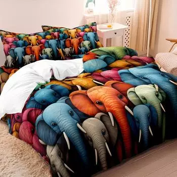 Цвет Слон 3D Постельное белье Домашний текстиль Комплект из трех предметов Постельное белье Пододеяльник EU single 135*200