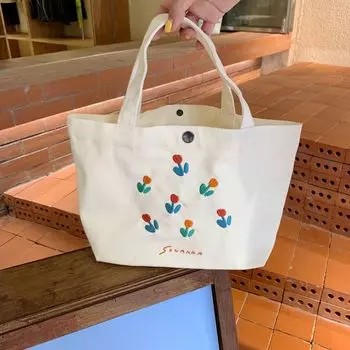 Цвет тюльпана, подходящий по размеру, портативная простая маленькая свежая сумка для студентов, сумка-тоут, переносная сумка морская волна