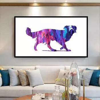 Цвет животного Абстрактное изображение Граница Овчарка Плакат Живопись 21cm30cm NoFrame