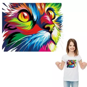 Цвета кошка утюг на передаче Diy термопресс аппликация футболка одежда наклейки Parches Ropa толстовки нашивки для одежды