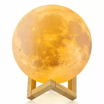 Цвета Touch Mucmukn Moon Indirect с пультом дистанционного управления, бесступенчатая луна, интерьерная настольная фигурка 3D USB, новогодний ночной светильник [3 уровня затемнения], свет,