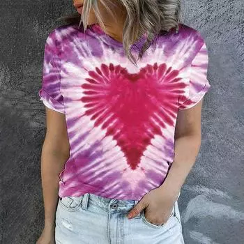 Цветная 3D-печатная футболка с надписью «Love», женская мода, круглый вырез, короткий рукав, радужная футболка, одежда XXS