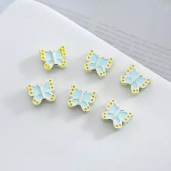 Цветная эмаль Сплав Капающее масло Четырехдырочный Разделитель-бусина в виде бабочки Сделай сам Веревочка для мобильного телефона Ожерелье Разделитель-бусина Сплав Ювелирные аксессуары 5 pieces