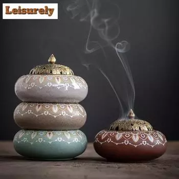 Цветная эмалевая пластина, курильница для благовоний, домашняя ароматерапевтическая печь, чайная церемония, украшение для благовоний, короткая коробка для благовоний Ай Чжу