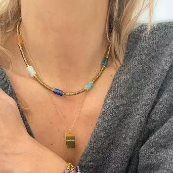 Цветная блокирующая цепочка из натурального камня с замком из кости Ins, весеннее высококачественное ожерелье, колье, теплый женский аксессуар 38CM