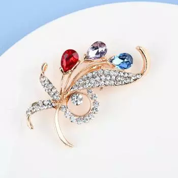 Цветная брошь из цветочного сплава из кристаллов для женщин, свадебных платьев, украшений, брошей, булавки, подарки