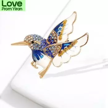 Цветная брошь-колибри со стразами, креативный дизайн, броши-птицы, женские аксессуары для вечеринок, подарок красный