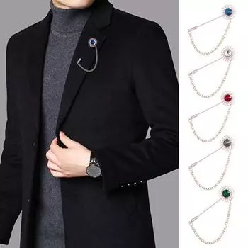 Цветная цепочка со стразами и кисточками, длинная булавка, ослепительная мужская и женская деловая одежда с лацканами красный