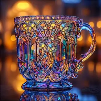 Цветная чаша с крестом – Вдохновляющий подарок,Эта потрясающая цветная церковная чаша, Вдохновленная собора One Size