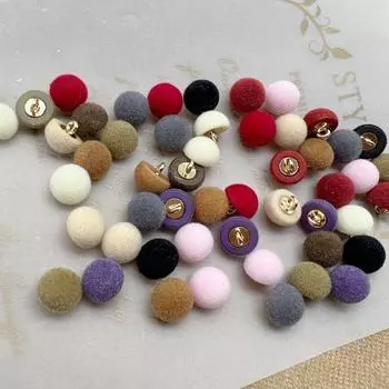 Цветная флокированная пуговица-грибок, металлическая пуговица для рубашки, осень-зима, винтажная, маленькая, с ароматом, декоративная пуговица